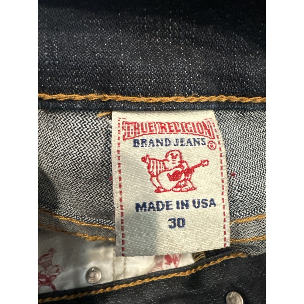 True Religion Women's Billy Straight Leg Flap Pockets Dark Wash Jeans 30 34X32 - Picture 6 of 7
